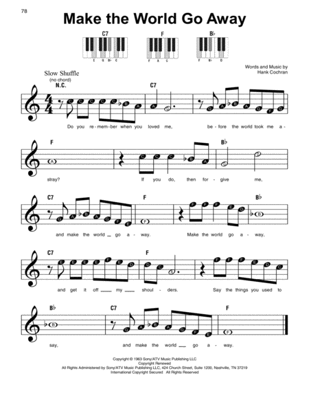 Make The World Go Away Sheet Music