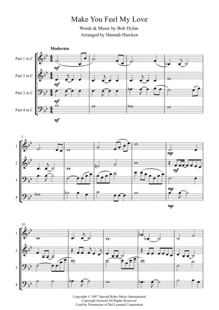 Make You Feel My Love Flexible Ensemble 4 Part Sheet Music