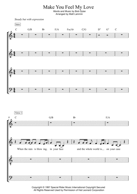 Make You Feel My Love Satb Sheet Music