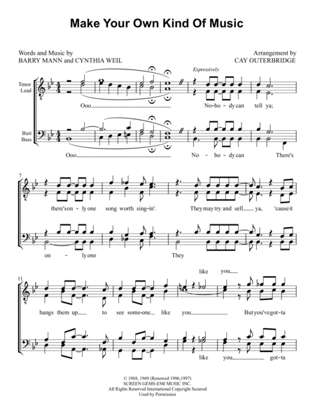 Make Your Own Kind Of Music Sheet Music