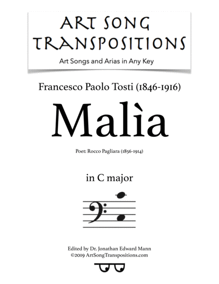 Free Sheet Music Mala Transposed To C Major Bass Clef