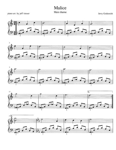 Malice Main Theme Sheet Music