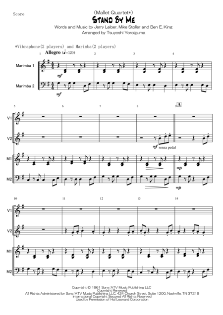 Mallet Quartet Stand By Me Sheet Music