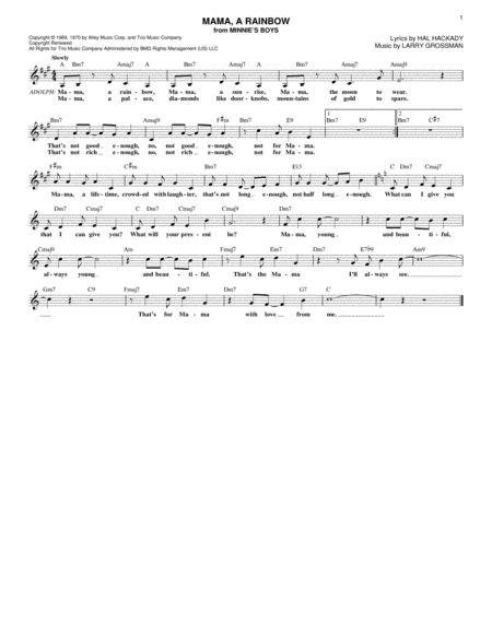 Mama A Rainbow From Minnies Boys Sheet Music