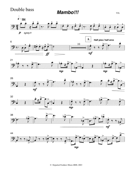 Mambo Double Bass Part Sheet Music