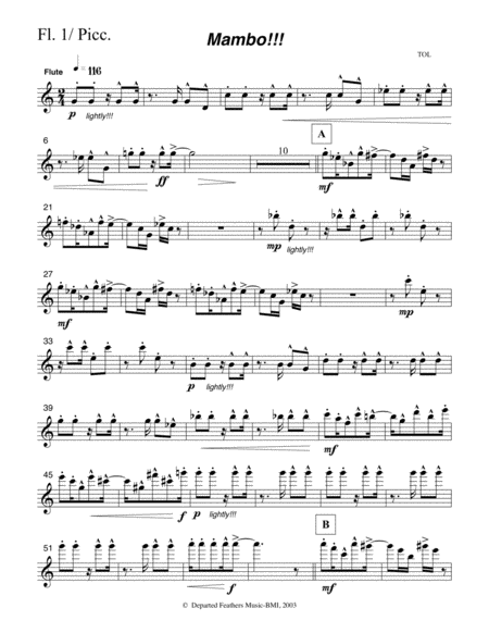 Mambo Flute 1 Piccolo Part Sheet Music