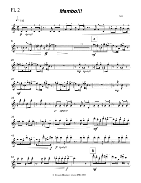 Mambo Flute 2 Part Sheet Music