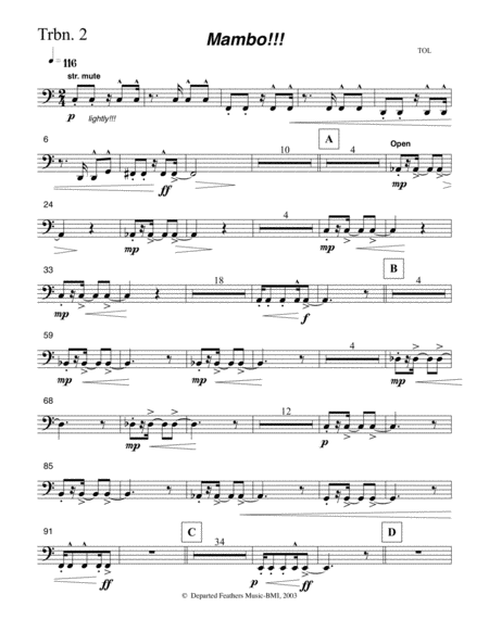 Mambo Trombone 2 Part Sheet Music