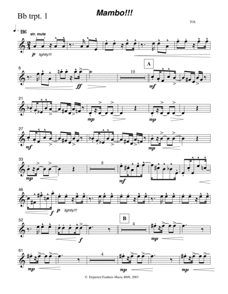 Free Sheet Music Mambo Trumpet In Bb 1 Part