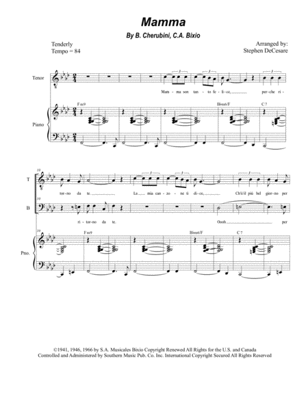 Free Sheet Music Mamma Duet For Tenor And Bass Solo