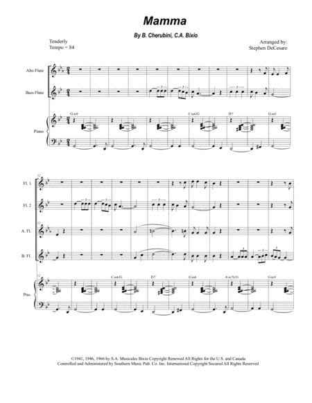 Free Sheet Music Mamma For Flute Choir And Piano