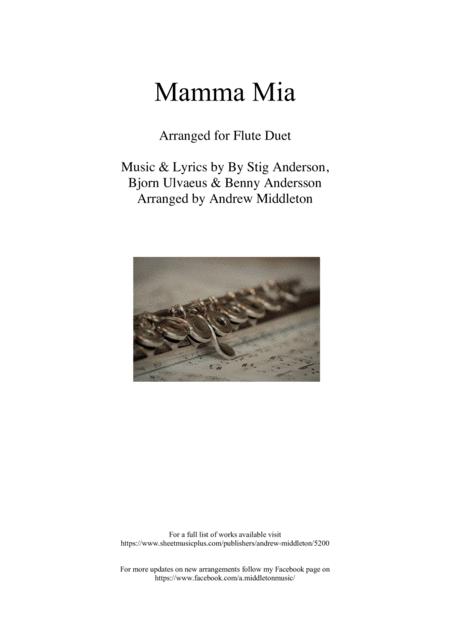 Free Sheet Music Mamma Mia Arranged For Flute Duet