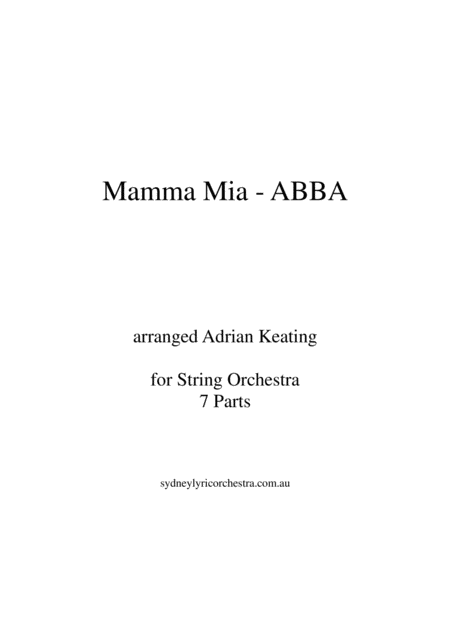 Mamma Mia String Chamber Orchestra 7 Parts Intermediate Ensemble Sheet Music