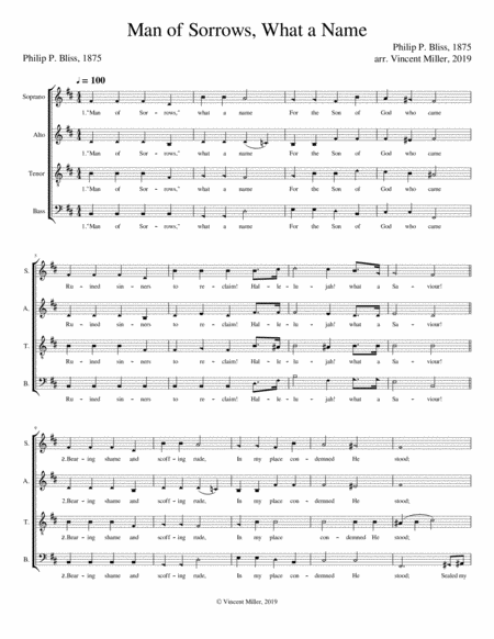 Man Of Sorrows What A Name Choral Arr With Divisi Sheet Music