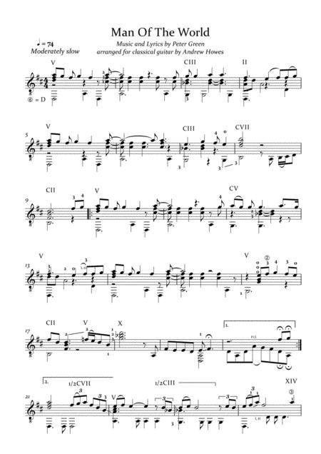 Man Of The World For Classical Guitar Sheet Music