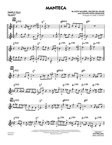 Manteca Arr Mike Tomaro Sample Solo Trumpet Sheet Music