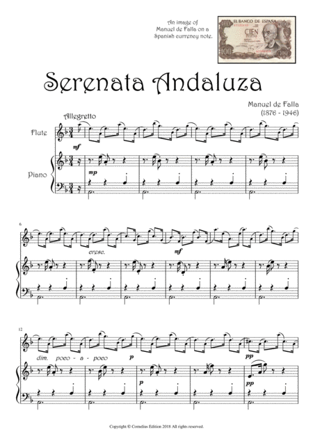 Manuel De Falla Serenata Andaluza Flute And Piano Sheet Music