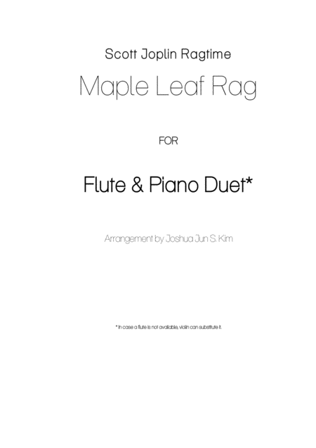 Maple Leaf Rag For Flute Piano Duet Sheet Music