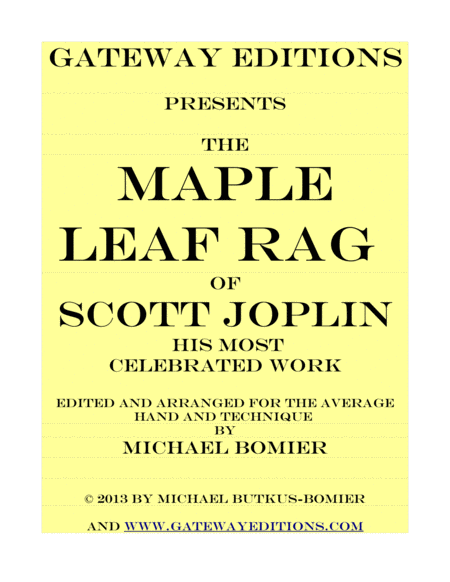 Maple Leaf Rag Of Scott Joplin For Piano Solo Sheet Music