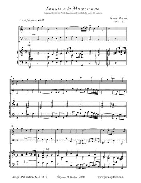 Free Sheet Music Marais Sonata Maresienne For Violin Viola Da Gamba Harpsichord