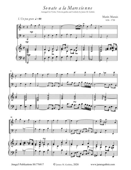 Marais Sonata Maresienne For Violin Viola Da Gamba Harpsichord Sheet Music