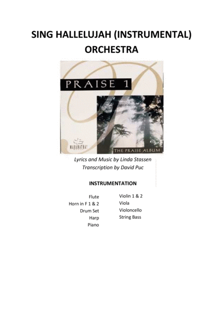 Free Sheet Music Maranatha Music Praise 1 Sing Hallelujah Instrumental Score