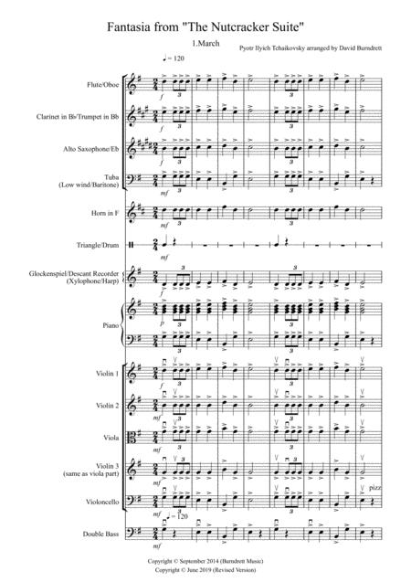 March Fantasia From Nutcracker For Flexible School Ensemble Orchestra Sheet Music