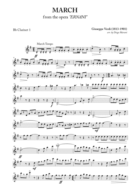 March From Ernani For Clarinet Quartet Sheet Music