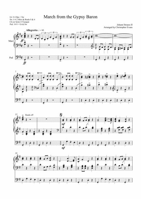 March From The Gypsy Baron Arranged For Organ Solo Sheet Music