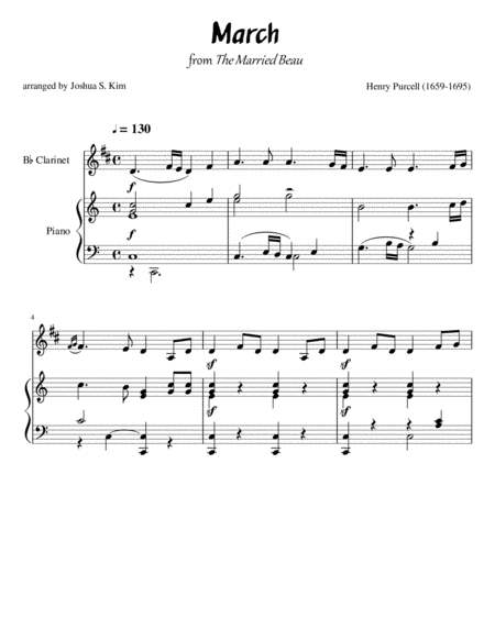Free Sheet Music March From The Married Beau For B Flat Clarinet