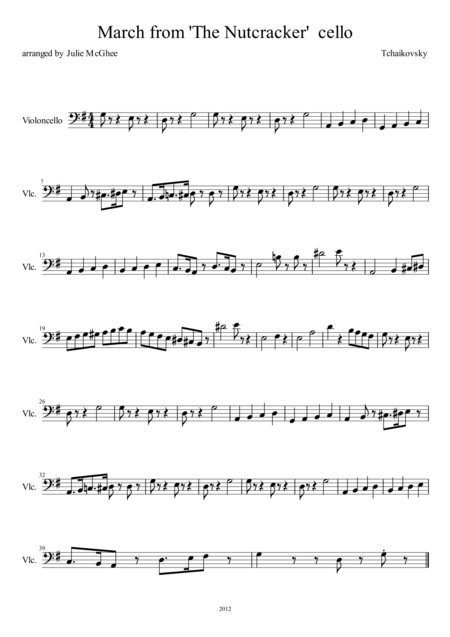 March From The Nutcracker Cello Part Sheet Music