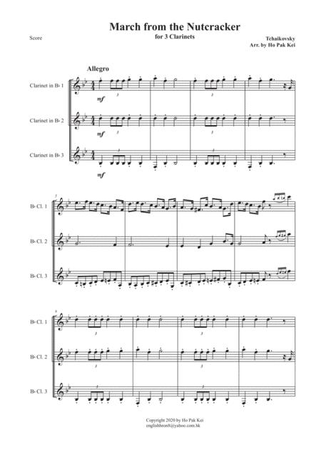 Free Sheet Music March From The Nutcracker For 3 Clarinet