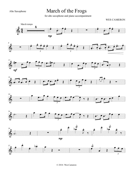 March Of The Frogs For Alto Saxophone Sheet Music