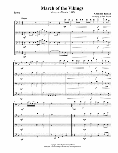 Free Sheet Music March Of The Vikings For Trombone Or Low Brass Quartet
