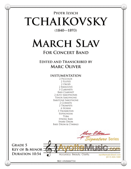 March Slav Concert Band Transcription Tsarist Edition Sheet Music