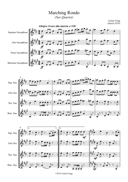 Marching Rondo Sax Quartet Sheet Music