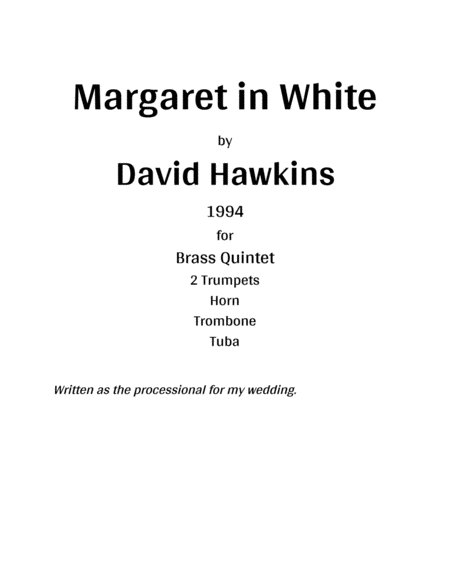 Margaret In White Brass Quintet Sheet Music