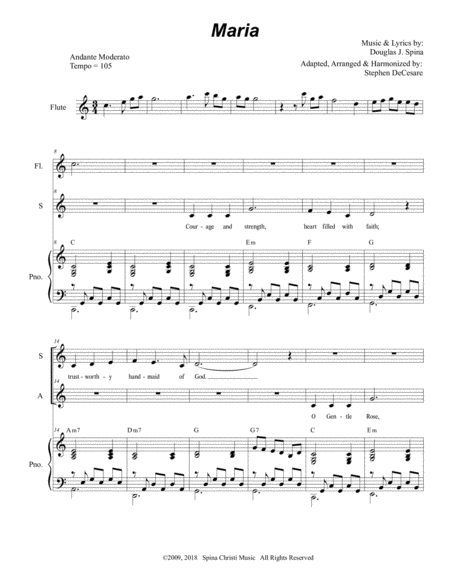 Free Sheet Music Maria Duet For Soprano And Alto Solo