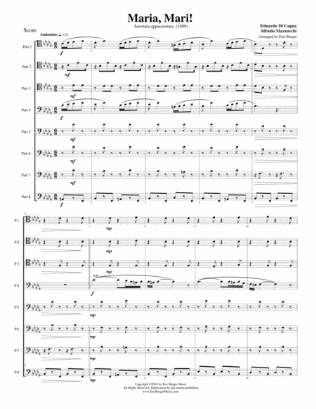 Free Sheet Music Maria Mari For Trombone Or Low Brass Octet