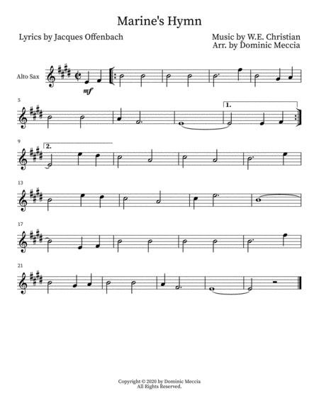 Marine Hymn Alto Sax Sheet Music