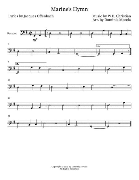 Free Sheet Music Marine Hymn Bassoon