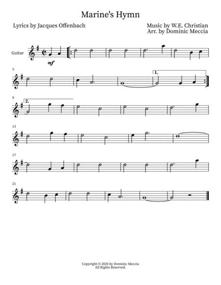 Marine Hymn Guitar Sheet Music