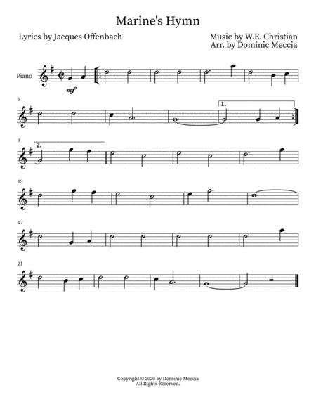 Marine Hymn Piano Sheet Music