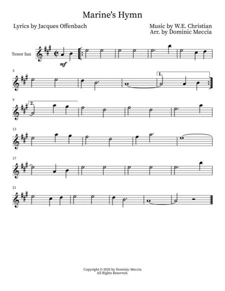 Marine Hymn Tenor Sax Sheet Music