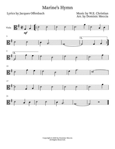 Free Sheet Music Marine Hymn Viola