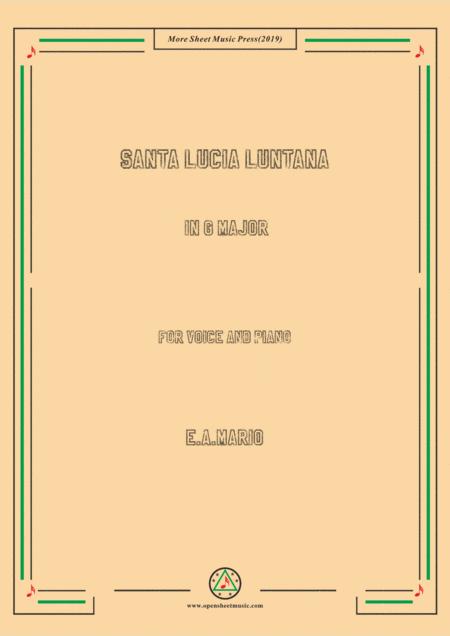 Mario Santa Lucia Luntana In G Major For Voice And Piano Sheet Music