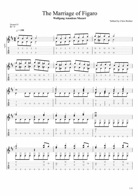 Marriage Of Figaro Overture By Wolfgang Amadeus Mozart Solo Fingerstyle Guitar Tab Sheet Music