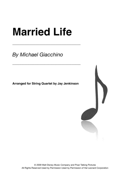 Free Sheet Music Married Life For String Quartet