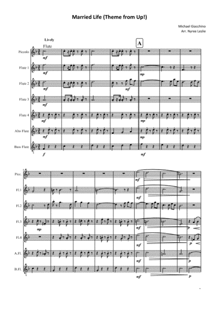 Free Sheet Music Married Life Theme From Up For Flute Choir