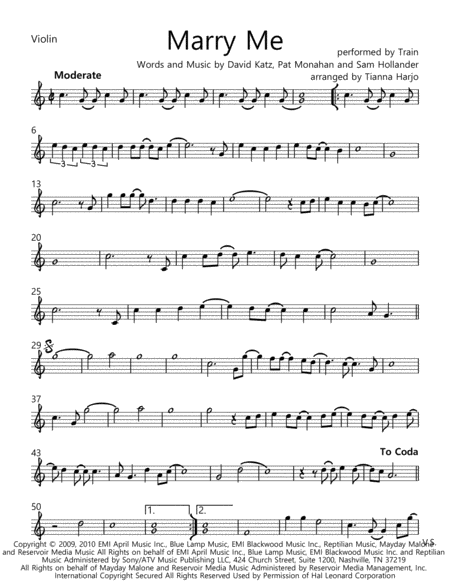 Free Sheet Music Marry Me Duet Violin And Cello